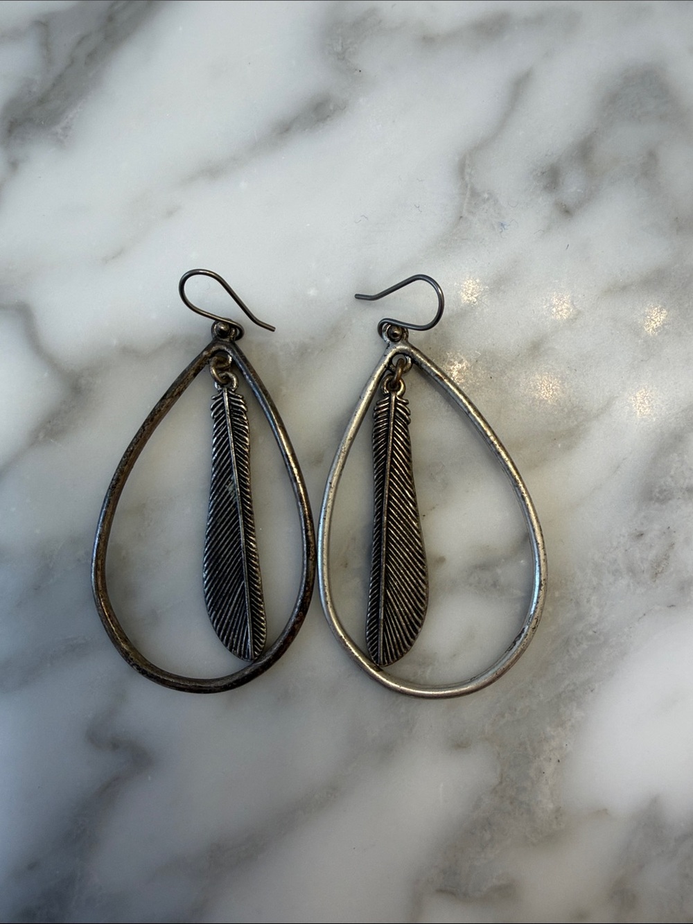Women’s Lucky Brand Distressed Drop Oval Earrings